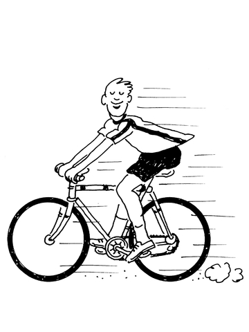 Riding A Bicycle Coloring Page